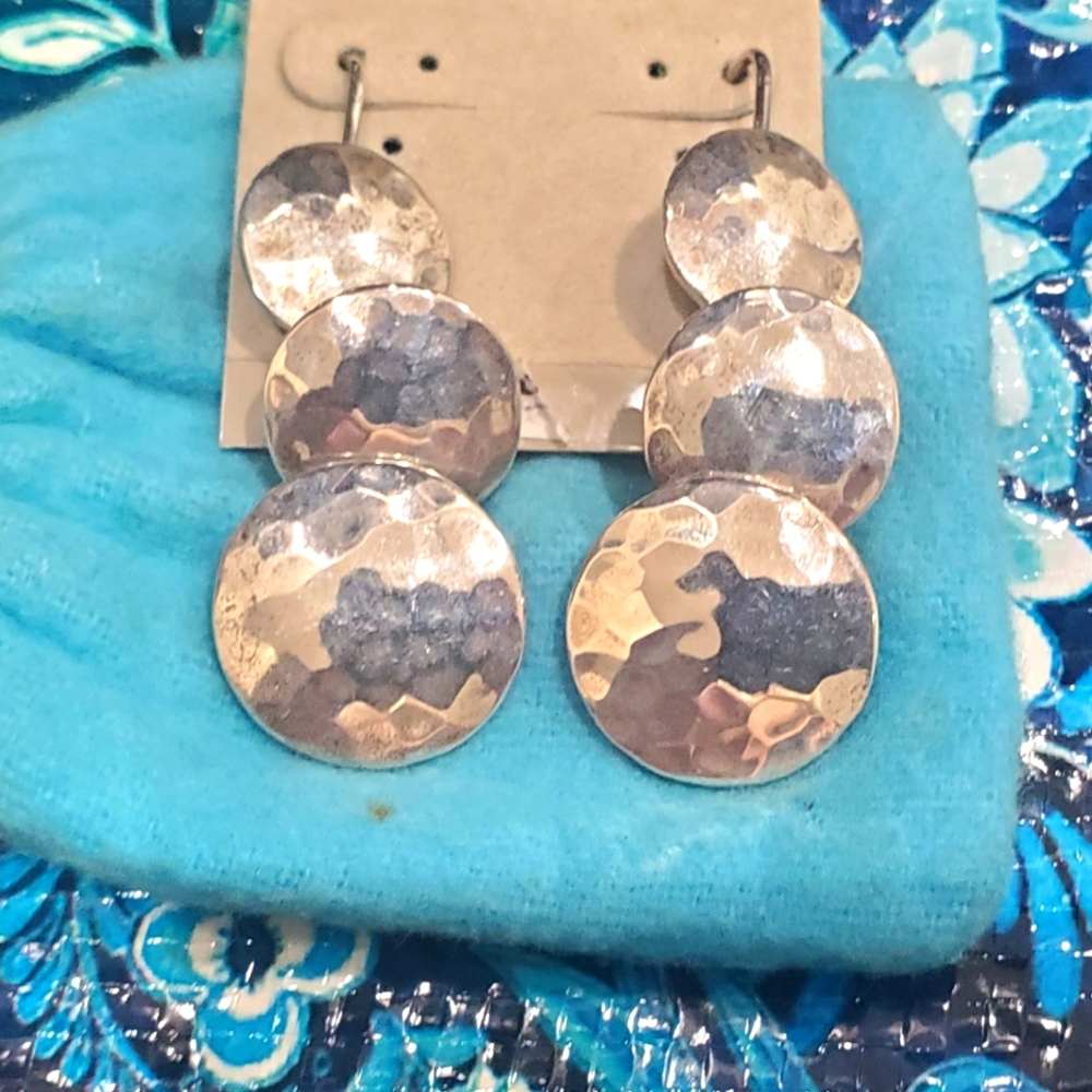 Silver Cascading Disc Earrings stamped 925 silver NWOT